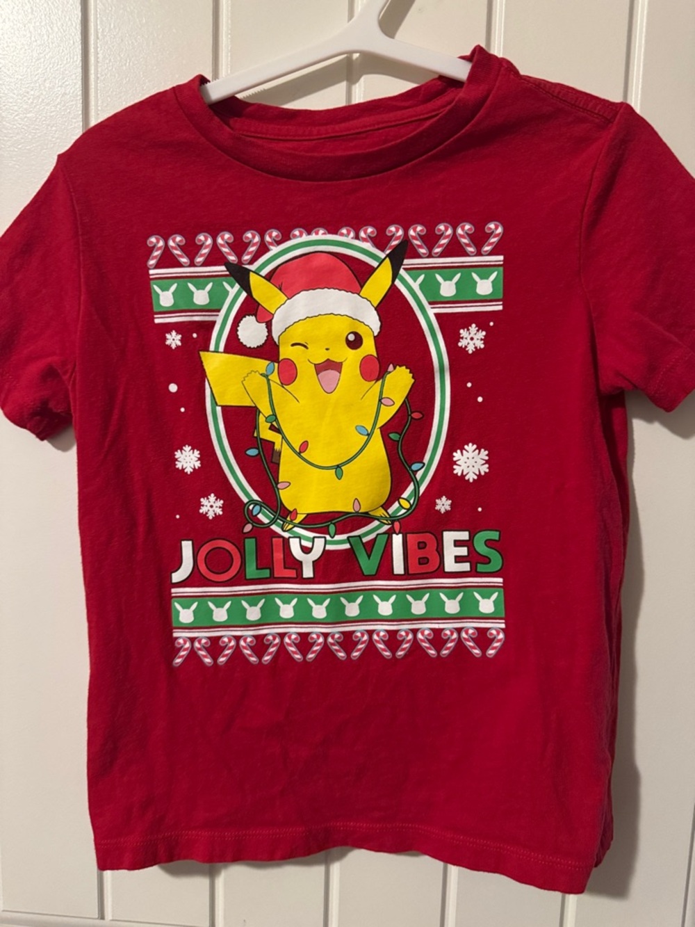 Old Navy Red Pikachu Holiday 'Jolly Vibes' Tee